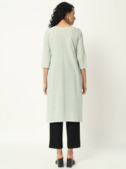 Mint Green Cotton Pintuck Long Kurta - SKYTICK Mint Green Cotton Pintuck Long Kurta - SKYTICK