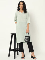 Mint Green Cotton Pintuck Long Kurta - SKYTICK Mint Green Cotton Pintuck Long Kurta - SKYTICK