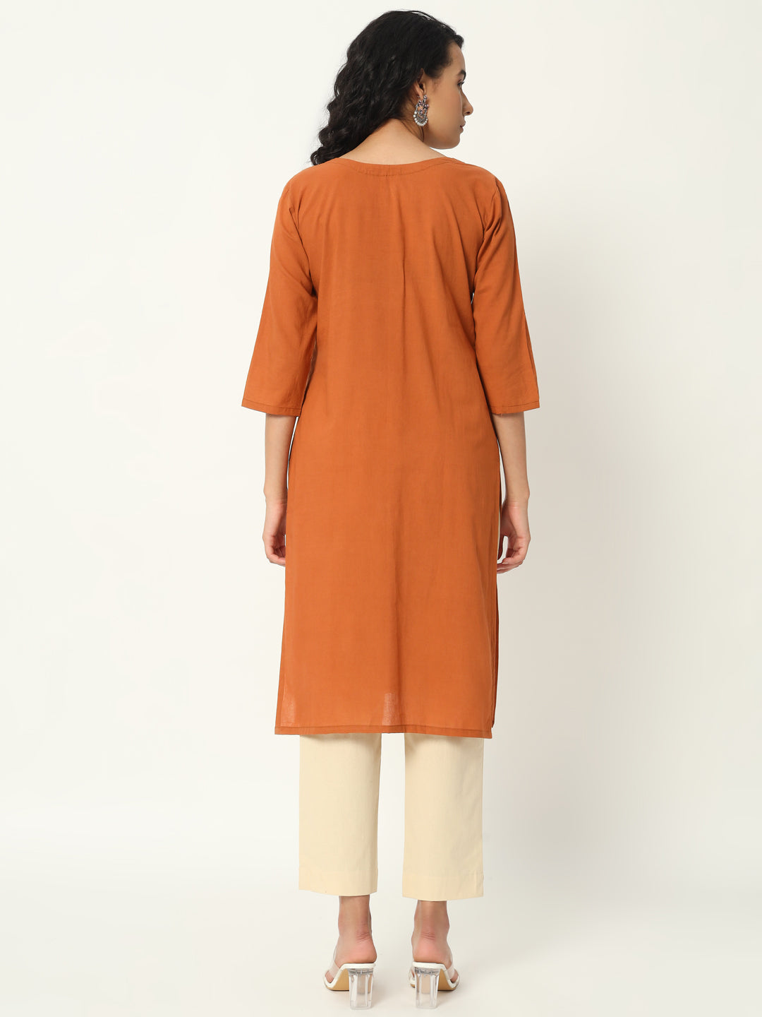 Cinamon Cotton Pintuck Long Kurta - SKYTICK Cinamon Cotton Pintuck Long Kurta - SKYTICK