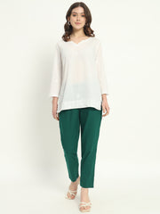 BOTTLE GREEN COTTON PANTS - SKYTICK BOTTLE GREEN COTTON PANTS - SKYTICK