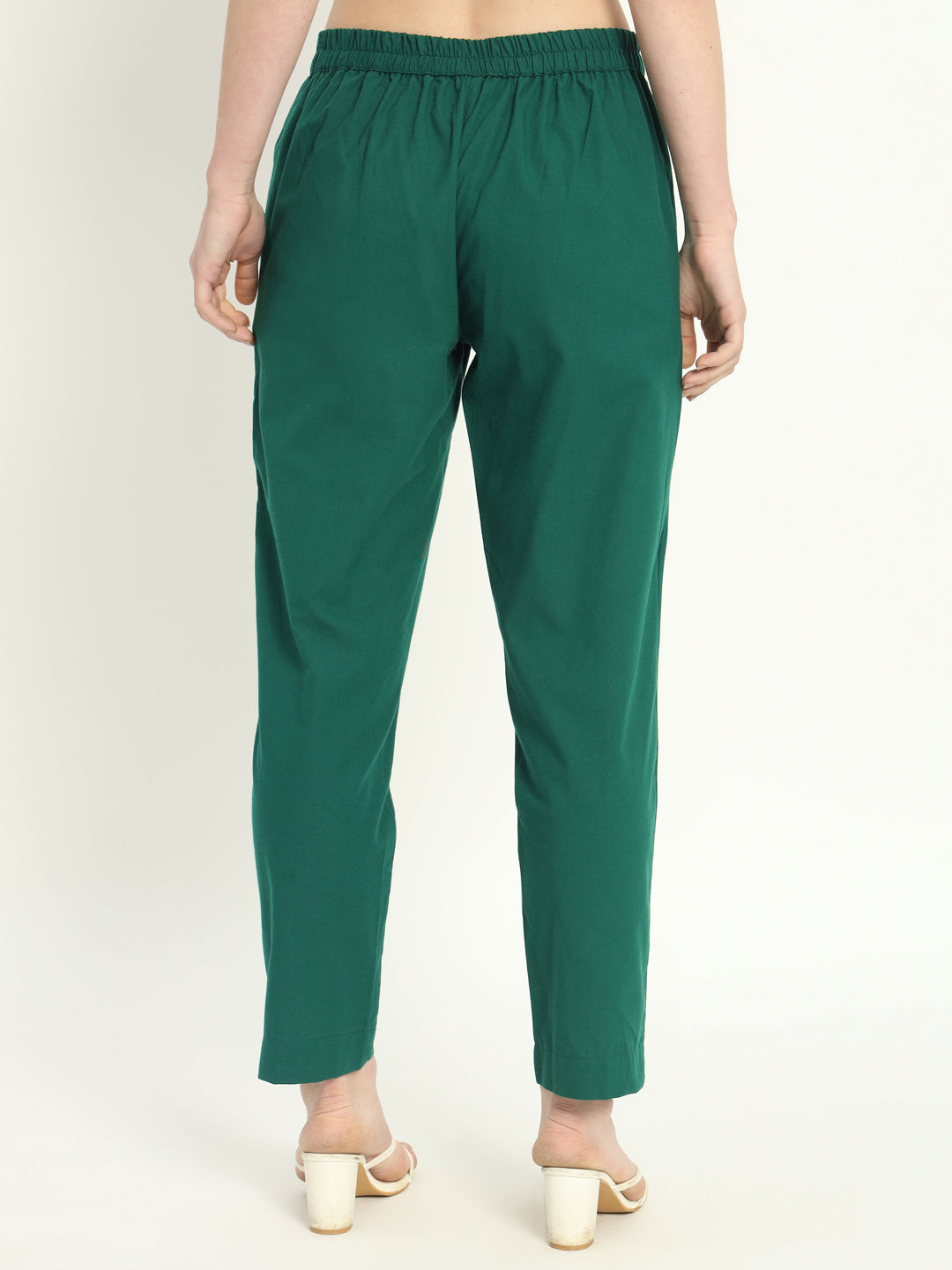 BOTTLE GREEN COTTON PANTS - SKYTICK BOTTLE GREEN COTTON PANTS - SKYTICK