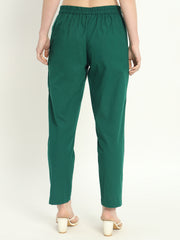 BOTTLE GREEN COTTON PANTS - SKYTICK BOTTLE GREEN COTTON PANTS - SKYTICK