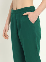 BOTTLE GREEN COTTON PANTS - SKYTICK BOTTLE GREEN COTTON PANTS - SKYTICK