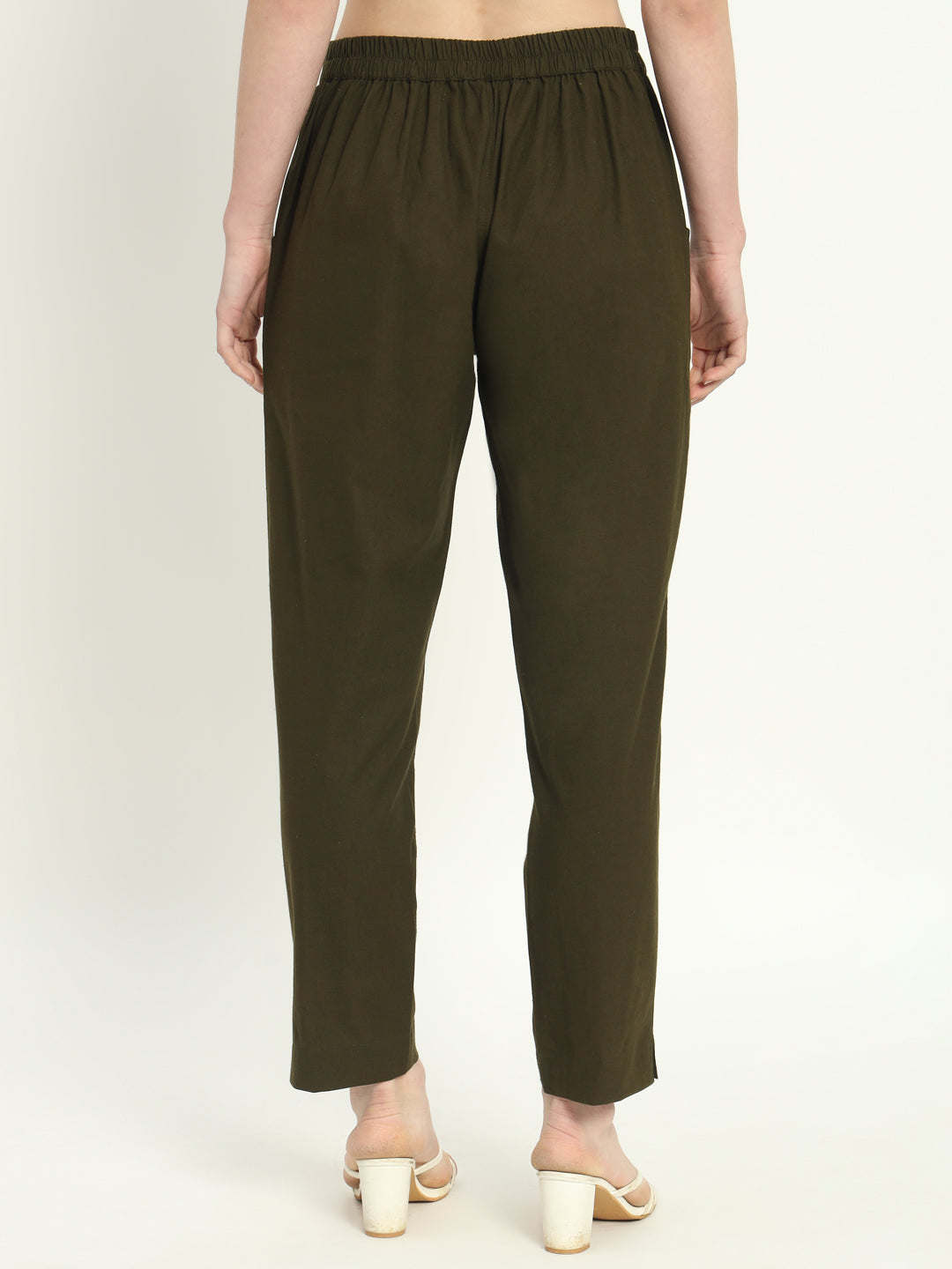OLIVE GREEN COTTON PANTS - SKYTICK OLIVE GREEN COTTON PANTS - SKYTICK