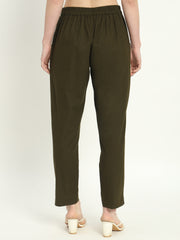 OLIVE GREEN COTTON PANTS - SKYTICK OLIVE GREEN COTTON PANTS - SKYTICK