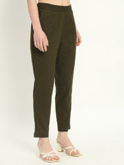 OLIVE GREEN COTTON PANTS - SKYTICK OLIVE GREEN COTTON PANTS - SKYTICK