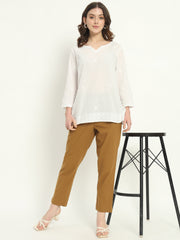 COFFEE BROWN COTTON PANTS COFFEE BROWN COTTON PANTS