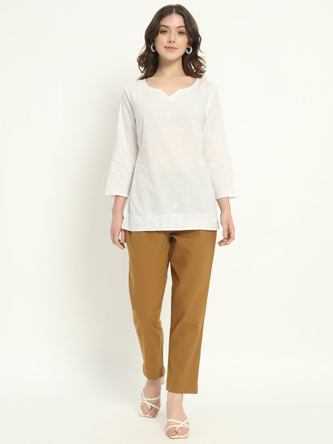 COFFEE BROWN COTTON PANTS COFFEE BROWN COTTON PANTS
