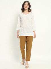 COFFEE BROWN COTTON PANTS COFFEE BROWN COTTON PANTS