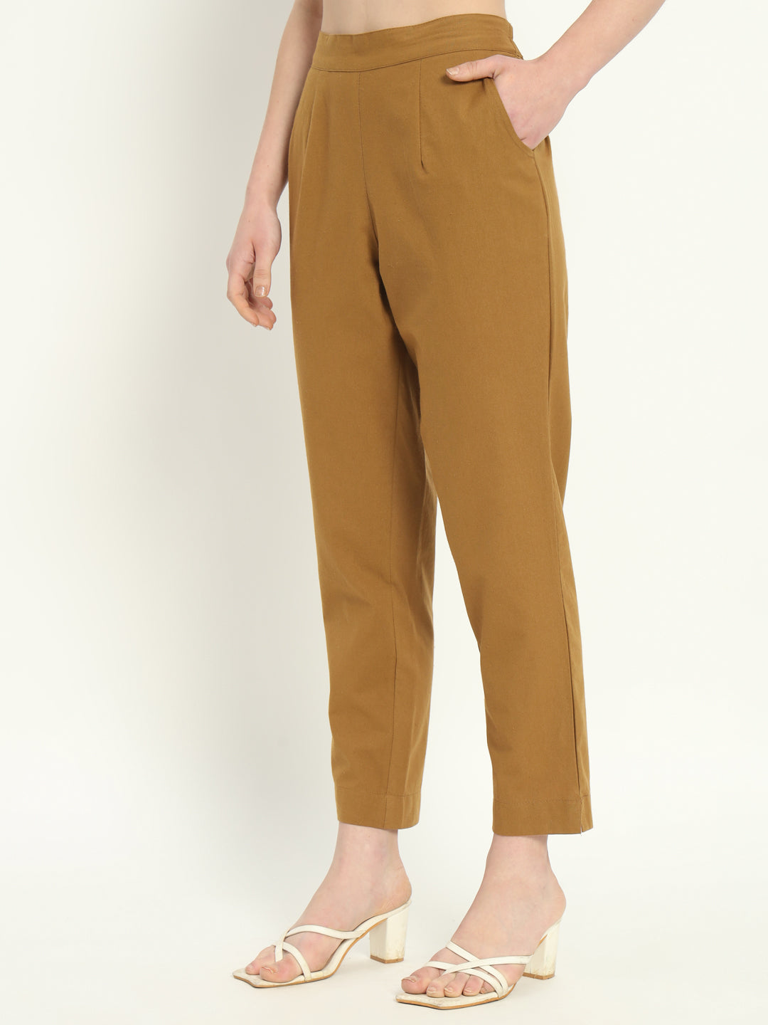 COFFEE BROWN COTTON PANTS COFFEE BROWN COTTON PANTS