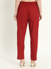 MAROON COTTON PANTS - SKYTICK MAROON COTTON PANTS - SKYTICK