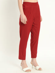 MAROON COTTON PANTS - SKYTICK MAROON COTTON PANTS - SKYTICK