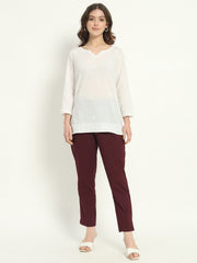 WINE COTTON PANTS - SKYTICK WINE COTTON PANTS - SKYTICK