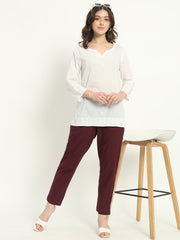 WINE COTTON PANTS - SKYTICK WINE COTTON PANTS - SKYTICK