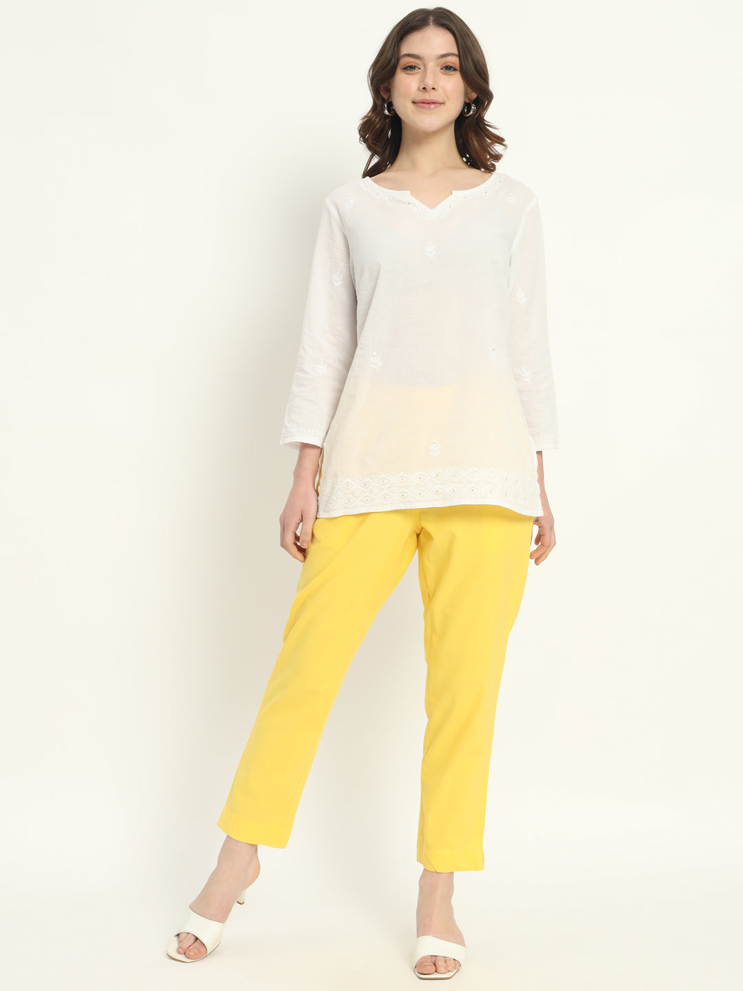 YELLOW COTTON PANTS - SKYTICK YELLOW COTTON PANTS - SKYTICK