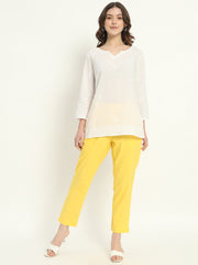 YELLOW COTTON PANTS - SKYTICK YELLOW COTTON PANTS - SKYTICK