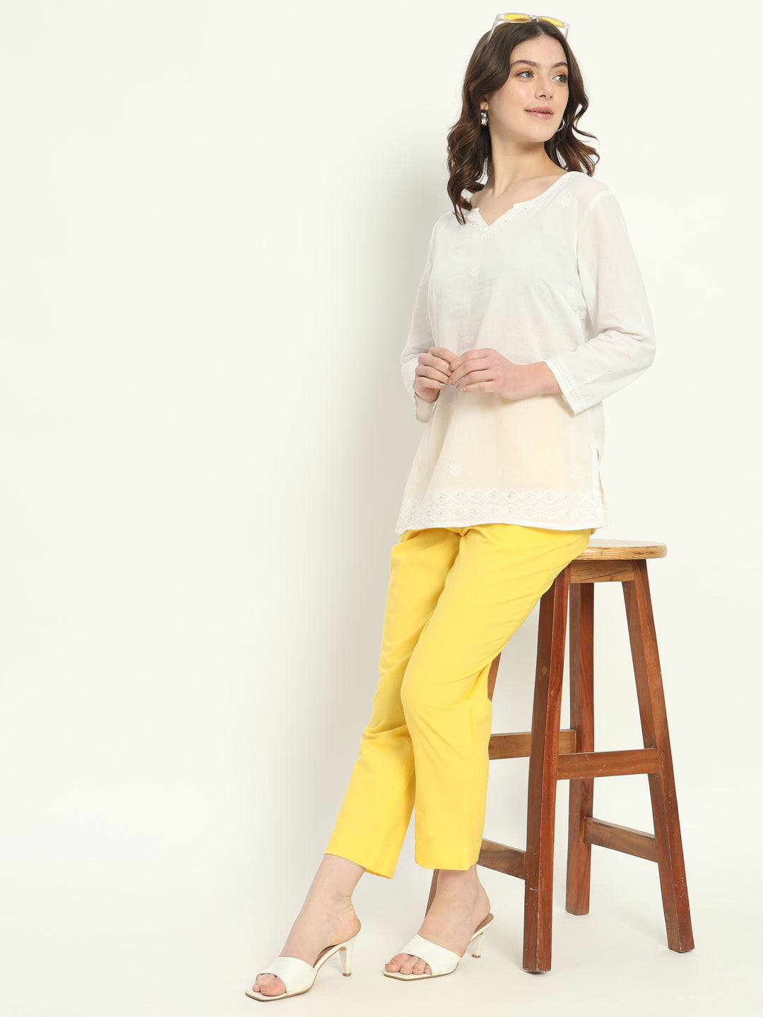 YELLOW COTTON PANTS - SKYTICK YELLOW COTTON PANTS - SKYTICK