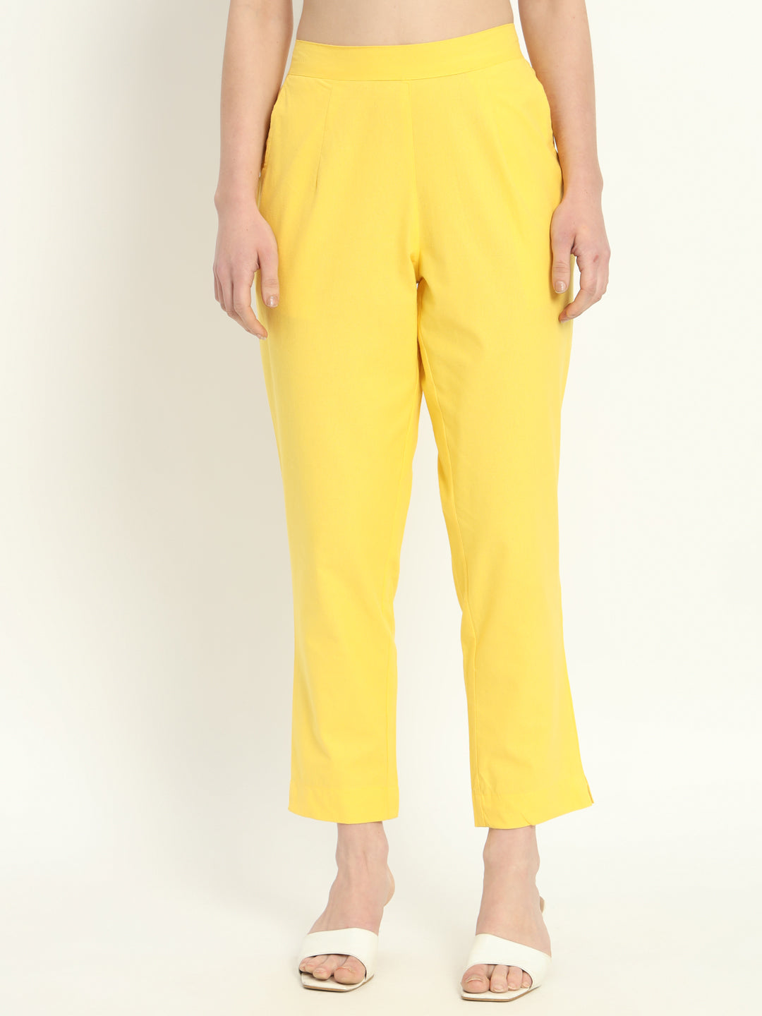 YELLOW COTTON PANTS - SKYTICK YELLOW COTTON PANTS - SKYTICK