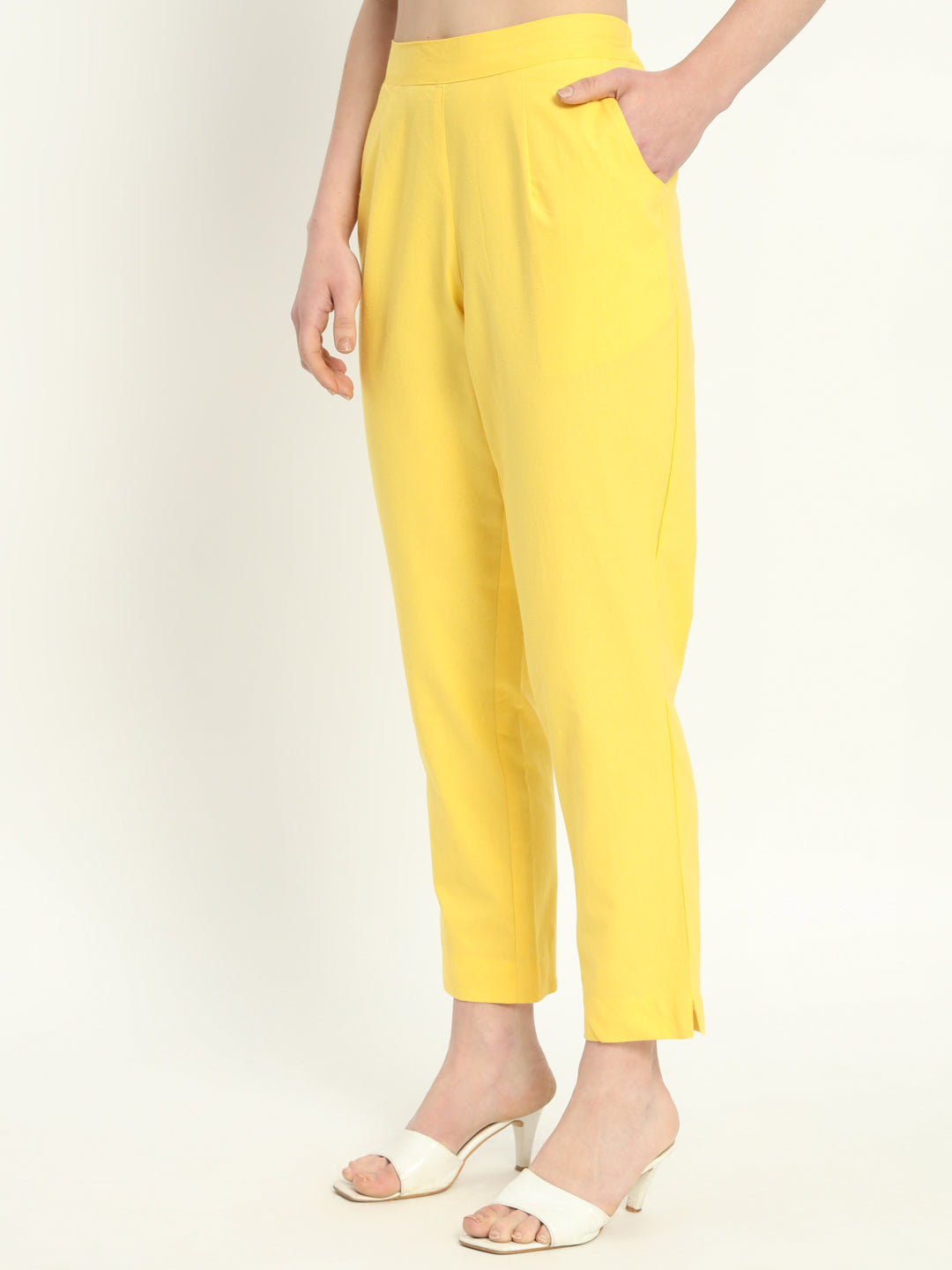YELLOW COTTON PANTS - SKYTICK YELLOW COTTON PANTS - SKYTICK