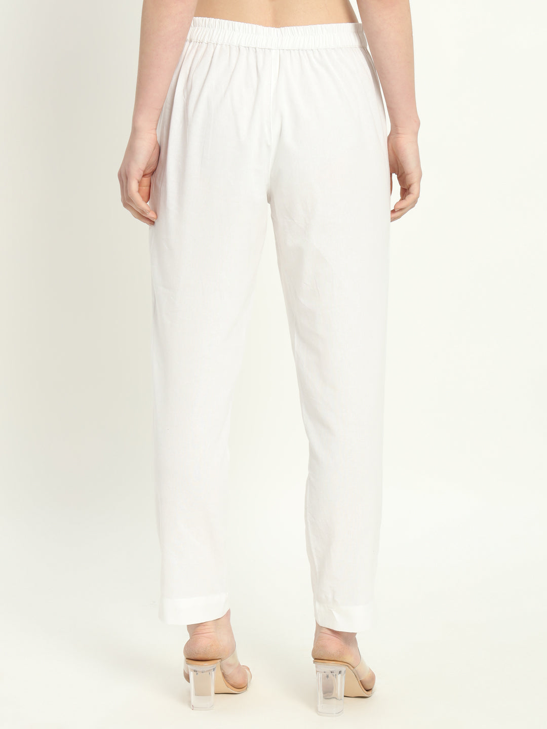 WHITE COTTON PANTS - SKYTICK WHITE COTTON PANTS - SKYTICK