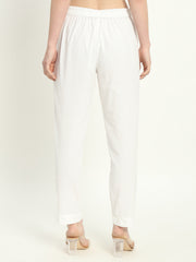 WHITE COTTON PANTS - SKYTICK WHITE COTTON PANTS - SKYTICK