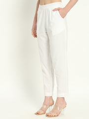 WHITE COTTON PANTS - SKYTICK WHITE COTTON PANTS - SKYTICK