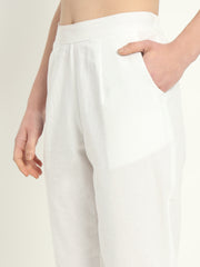 WHITE COTTON PANTS - SKYTICK WHITE COTTON PANTS - SKYTICK