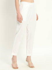 WHITE COTTON PANTS - SKYTICK WHITE COTTON PANTS - SKYTICK