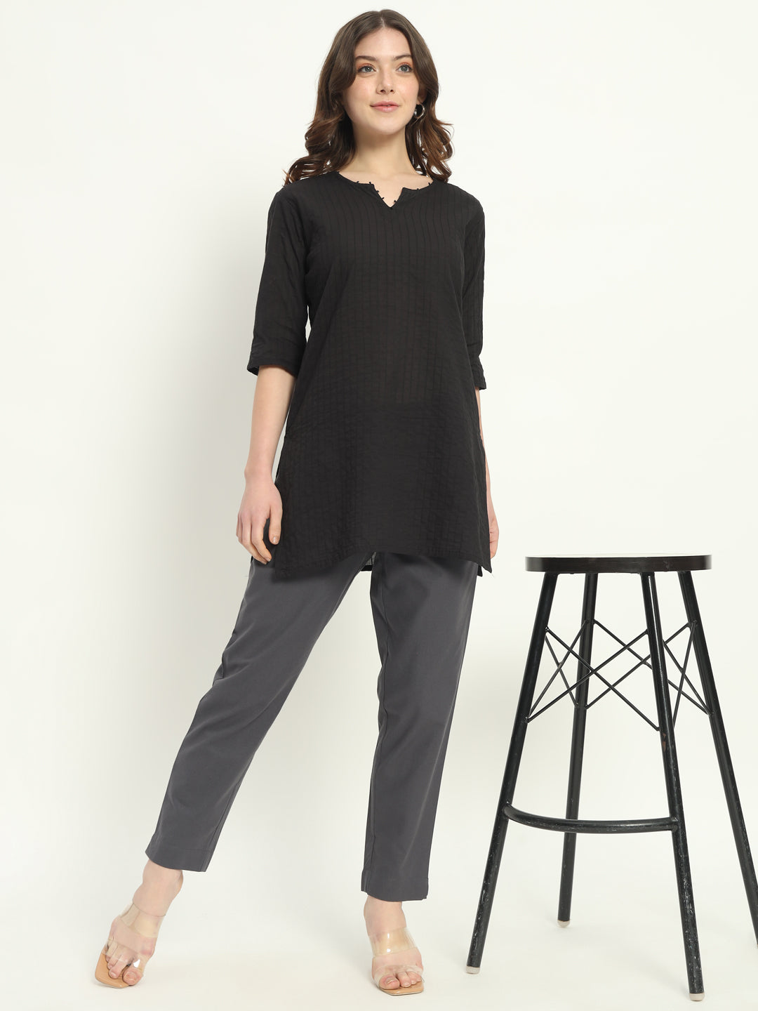 CEMENT GREY COTTON PANTS - SKYTICK CEMENT GREY COTTON PANTS - SKYTICK