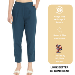 PEACOCK BLUE COTTON PANTS PEACOCK BLUE COTTON PANTS