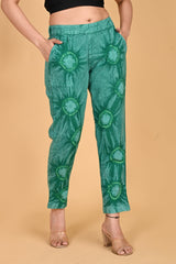 BOTTLE GREEN BANDHEJ COTTON PANTS - SKYTICK BOTTLE GREEN BANDHEJ COTTON PANTS - SKYTICK