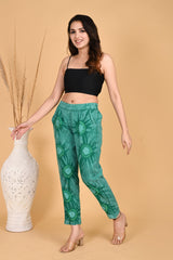 BOTTLE GREEN BANDHEJ COTTON PANTS - SKYTICK BOTTLE GREEN BANDHEJ COTTON PANTS - SKYTICK