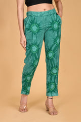 BOTTLE GREEN BANDHEJ COTTON PANTS - SKYTICK BOTTLE GREEN BANDHEJ COTTON PANTS - SKYTICK