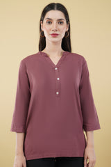 ROSE TAUPE LINEN SHORT KURTA - SKYTICK ROSE TAUPE LINEN SHORT KURTA - SKYTICK