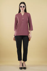 ROSE TAUPE LINEN SHORT KURTA - SKYTICK ROSE TAUPE LINEN SHORT KURTA - SKYTICK