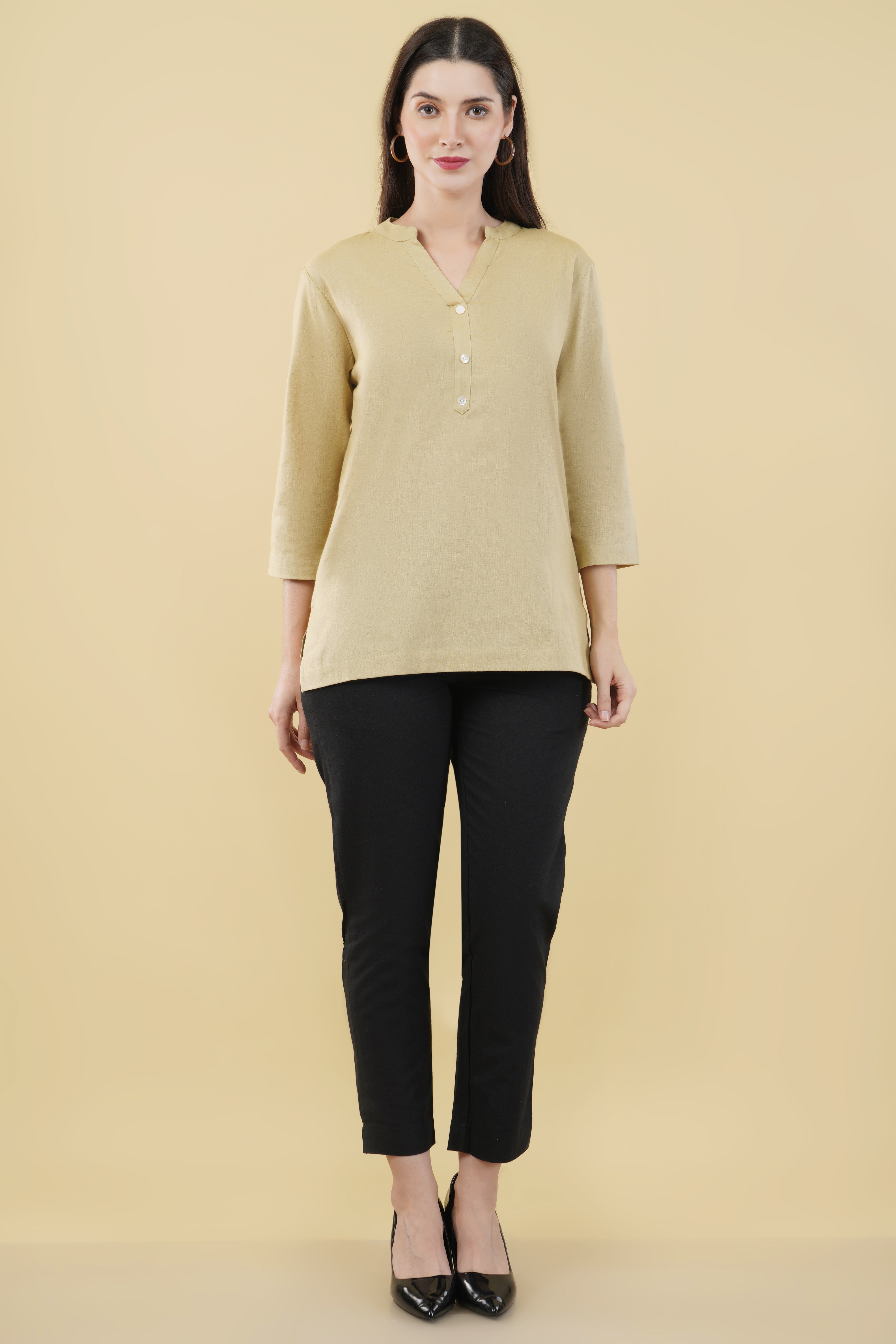 BEIGE LINEN SHORT KURTA BEIGE LINEN SHORT KURTA