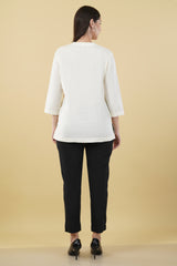 OFF WHITE LINEN SHORT KURTA - SKYTICK OFF WHITE LINEN SHORT KURTA - SKYTICK