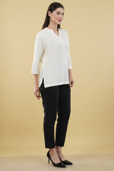 OFF WHITE LINEN SHORT KURTA - SKYTICK OFF WHITE LINEN SHORT KURTA - SKYTICK