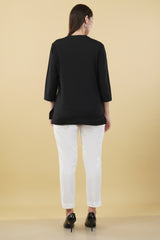 BLACK LINEN SHORT KURTA BLACK LINEN SHORT KURTA
