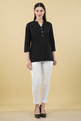 BLACK LINEN SHORT KURTA BLACK LINEN SHORT KURTA