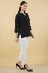 BLACK LINEN SHORT KURTA BLACK LINEN SHORT KURTA