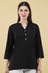BLACK LINEN SHORT KURTA BLACK LINEN SHORT KURTA
