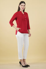 MAROON LINEN SHORT KURTA - SKYTICK MAROON LINEN SHORT KURTA - SKYTICK