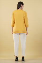 MUSTARD LINEN SHORT KURTA - SKYTICK MUSTARD LINEN SHORT KURTA - SKYTICK