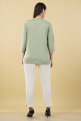 MINT GREEN LINEN SHORT KURTA - SKYTICK MINT GREEN LINEN SHORT KURTA - SKYTICK