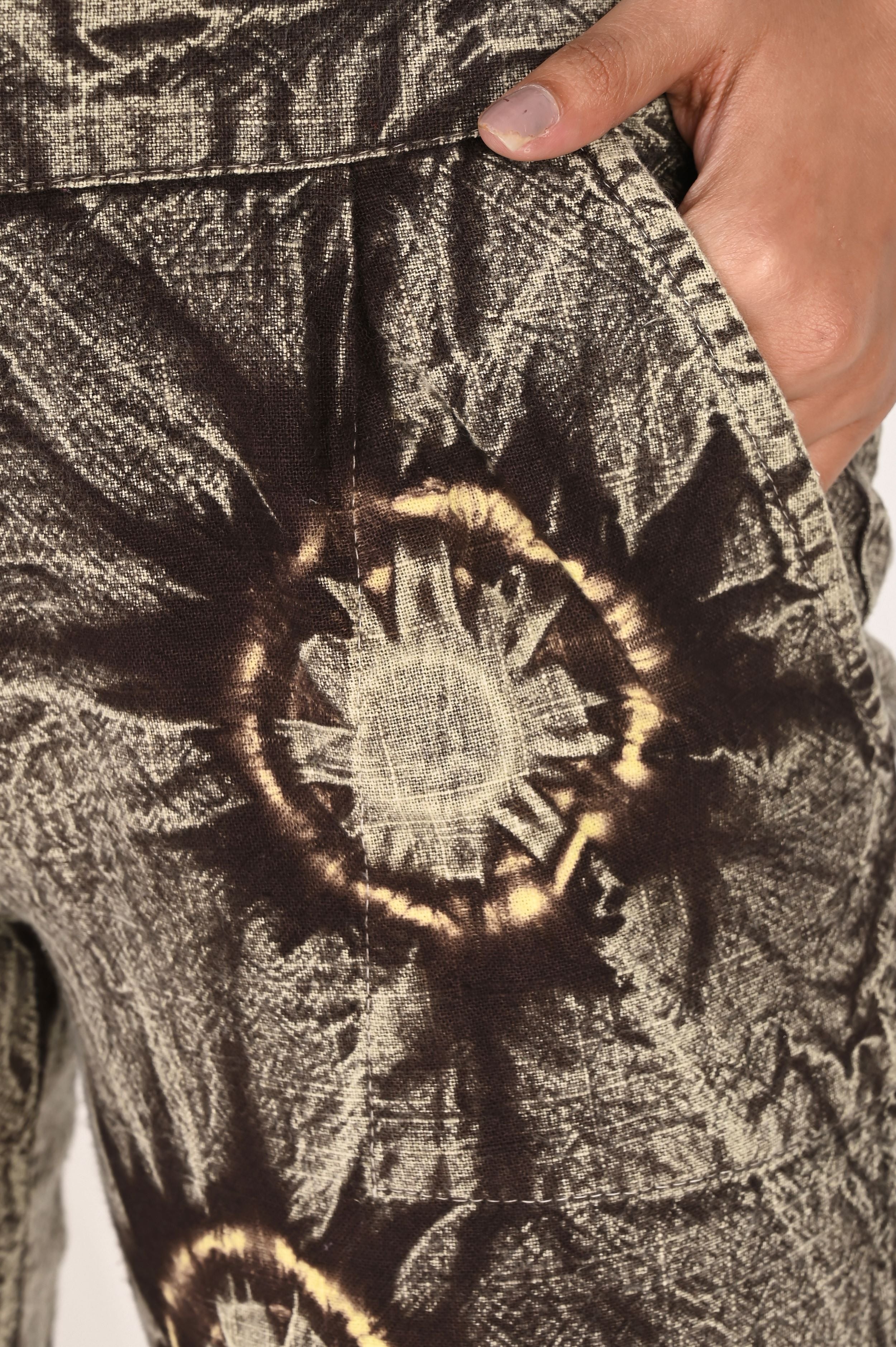COFFEE BROWN BANDHEJ COTTON PANTS - SKYTICK COFFEE BROWN BANDHEJ COTTON PANTS - SKYTICK
