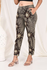 COFFEE BROWN BANDHEJ COTTON PANTS - SKYTICK COFFEE BROWN BANDHEJ COTTON PANTS - SKYTICK