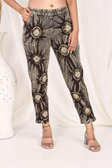 COFFEE BROWN BANDHEJ COTTON PANTS - SKYTICK COFFEE BROWN BANDHEJ COTTON PANTS - SKYTICK
