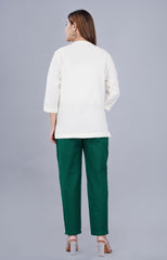 NATURAL WHITE LINEN SHORT KURTA - SKYTICK NATURAL WHITE LINEN SHORT KURTA - SKYTICK