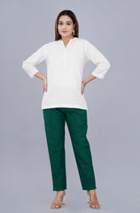 NATURAL WHITE LINEN SHORT KURTA - SKYTICK NATURAL WHITE LINEN SHORT KURTA - SKYTICK